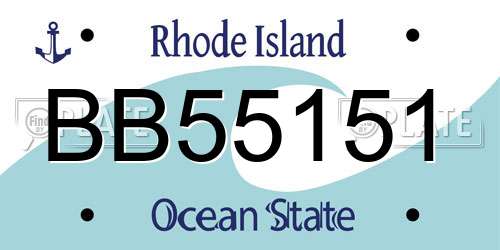 BB55151 Rhode Island License Plate