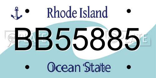 BB55885 Rhode Island License Plate