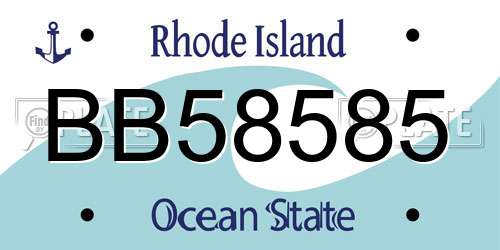BB58585 Rhode Island License Plate