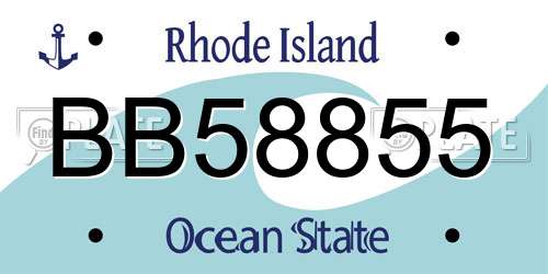BB58855 Rhode Island License Plate