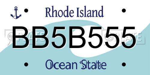BB5B555 Rhode Island License Plate