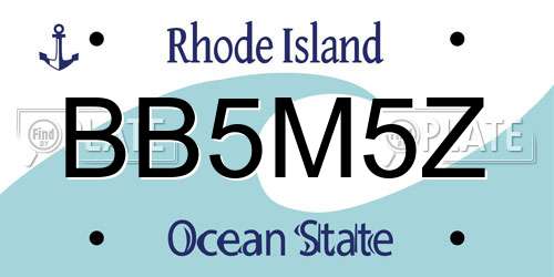 BB5M5Z Rhode Island License Plate