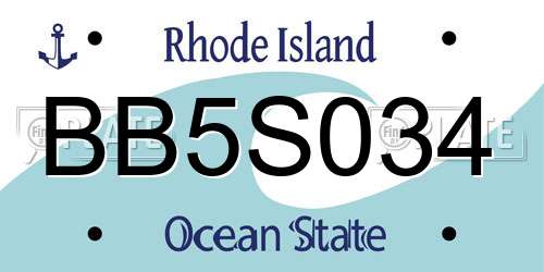 BB5S034 Rhode Island License Plate