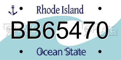 BB65470 Rhode Island License Plate