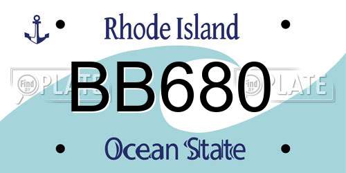 BB680 Rhode Island License Plate