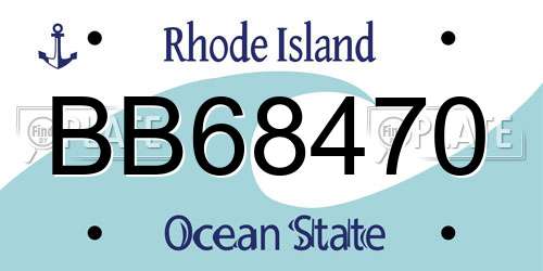 BB68470 Rhode Island License Plate