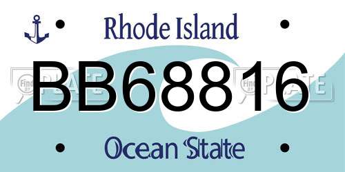 BB68816 Rhode Island License Plate