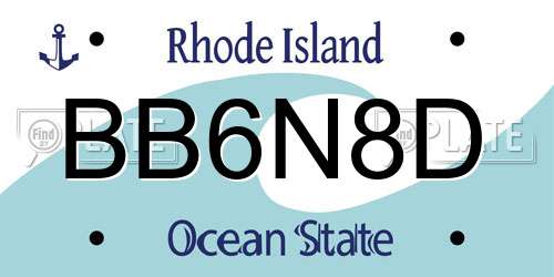 BB6N8D Rhode Island License Plate