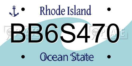 BB6S470 Rhode Island License Plate