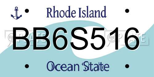 BB6S516 Rhode Island License Plate