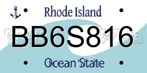 BB6S816 Rhode Island License Plate