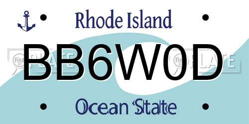 BB6W0D Rhode Island License Plate