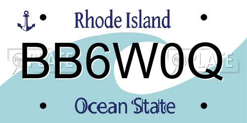 BB6W0Q Rhode Island License Plate