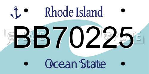 BB70225 Rhode Island License Plate