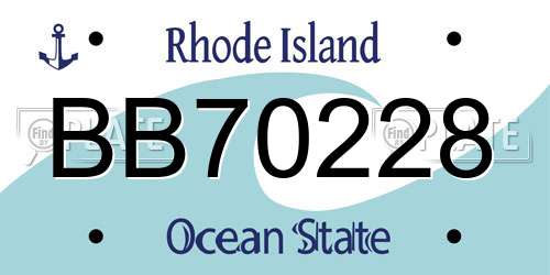BB70228 Rhode Island License Plate