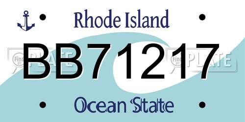 BB71217 Rhode Island License Plate