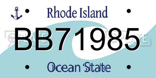 BB71985 Rhode Island License Plate