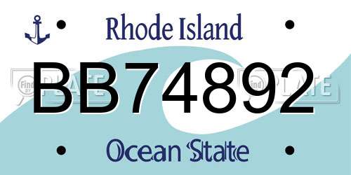 BB74892 Rhode Island License Plate