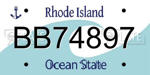 BB74897 Rhode Island License Plate