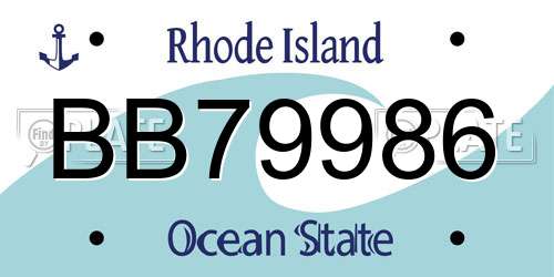 BB79986 Rhode Island License Plate