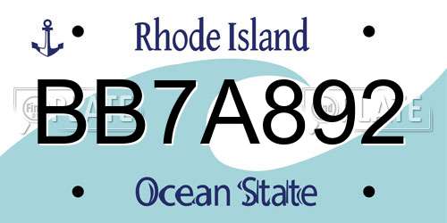 BB7A892 Rhode Island License Plate