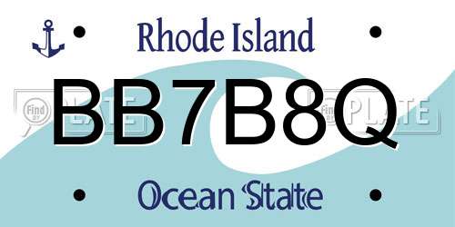 BB7B8Q Rhode Island License Plate