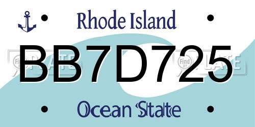 BB7D725 Rhode Island License Plate
