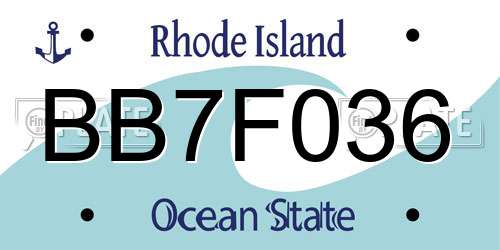 BB7F036 Rhode Island License Plate
