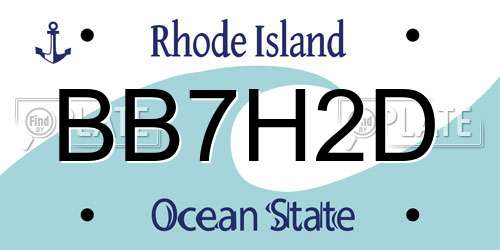 BB7H2D Rhode Island License Plate