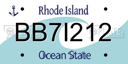 BB7I212 Rhode Island License Plate