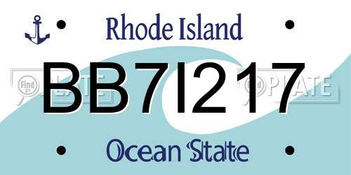 BB7I217 Rhode Island License Plate