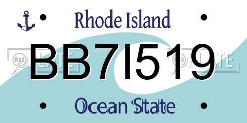 BB7I519 Rhode Island License Plate