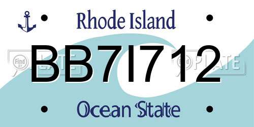BB7I712 Rhode Island License Plate