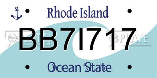 BB7I717 Rhode Island License Plate
