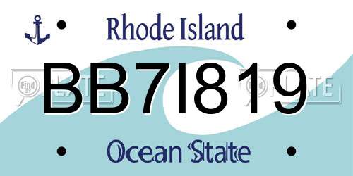 BB7I819 Rhode Island License Plate