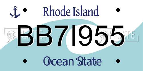 BB7I955 Rhode Island License Plate