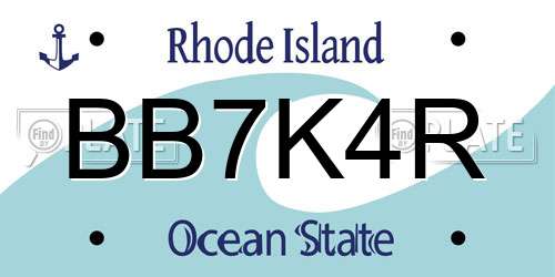 BB7K4R Rhode Island License Plate