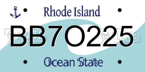 BB7O225 Rhode Island License Plate