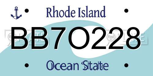 BB7O228 Rhode Island License Plate