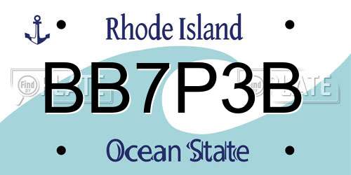 BB7P3B Rhode Island License Plate