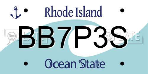 BB7P3S Rhode Island License Plate