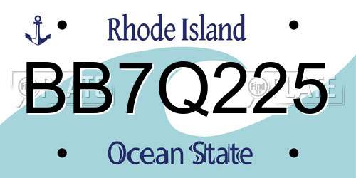 BB7Q225 Rhode Island License Plate