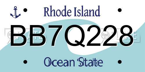 BB7Q228 Rhode Island License Plate