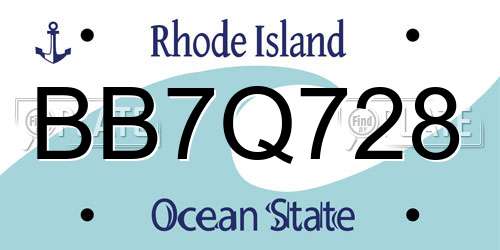 BB7Q728 Rhode Island License Plate