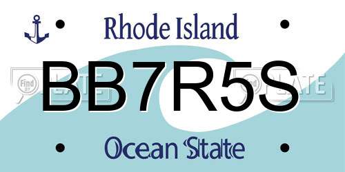 BB7R5S Rhode Island License Plate