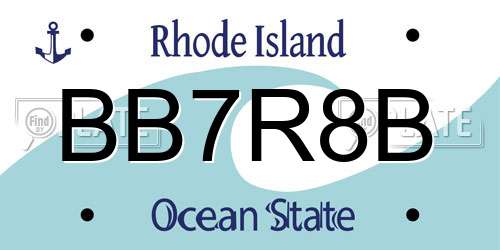 BB7R8B Rhode Island License Plate