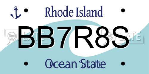 BB7R8S Rhode Island License Plate