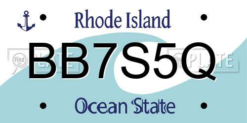 BB7S5Q Rhode Island License Plate