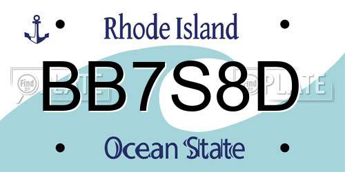 BB7S8D Rhode Island License Plate