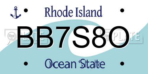 BB7S8O Rhode Island License Plate